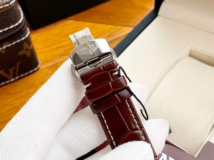 Longines Master Collection Automatic Watch in White Dial Dark Brown Leather Strap