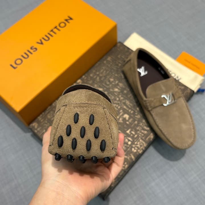 Louis Vuitton Men's Suede Driving Shoes in Black Suede