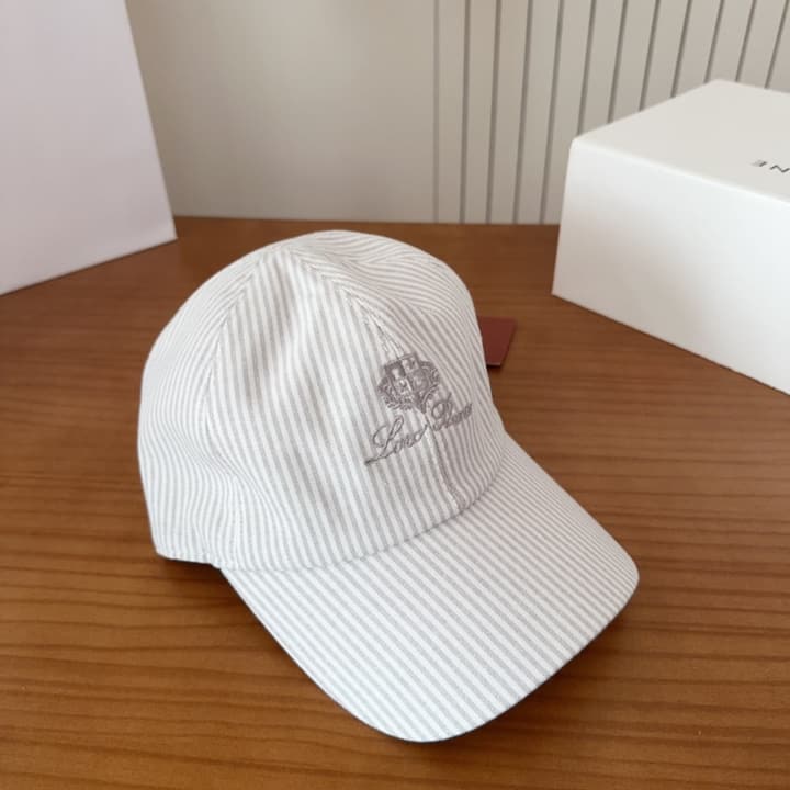 Loro Piana Baseball Cap in Cream With Tan Logo