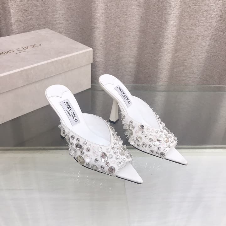 Jimmy Choo Crystal Silk Peep-Toe Pumps – 2025SS in Black