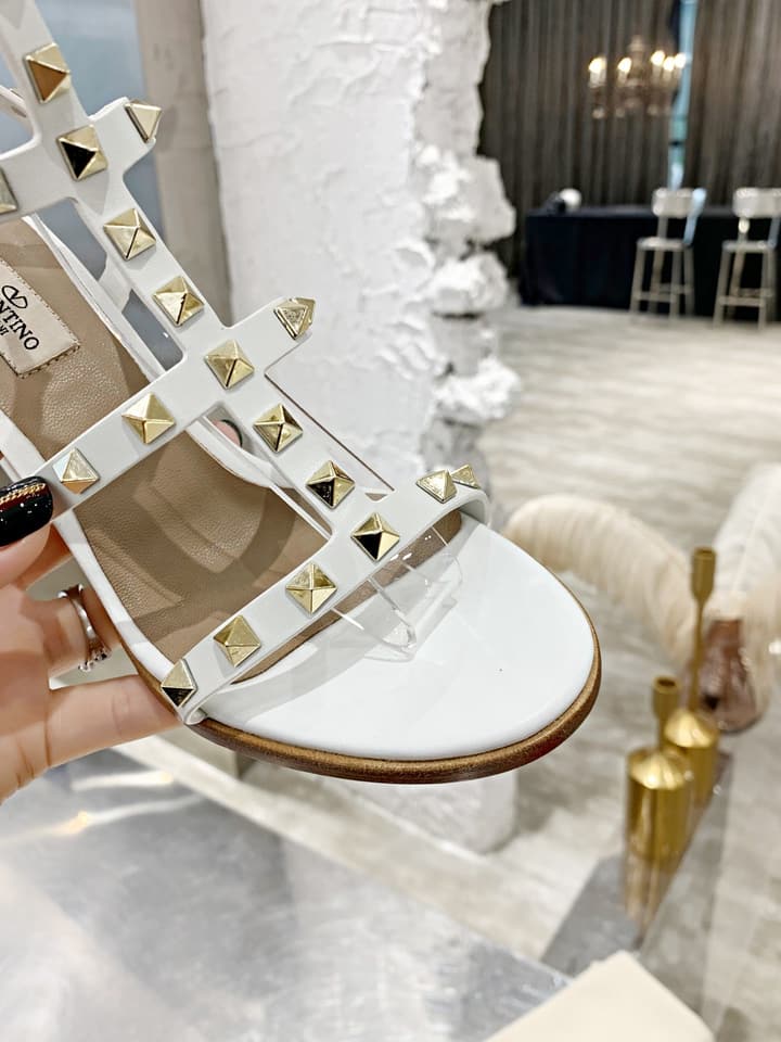 Valentino Studded Classic Block Heel Sandals in Black With Black Studs 6.5cm Heel