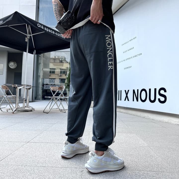 Moncler Logo Print Webbing Jogger Pants – 2023 Spring/Summer Collection in Black