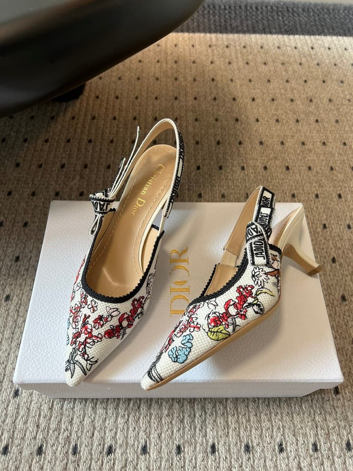 Dior Classic Multi-Color Embroidered Pumps in Black Silver Sparkle