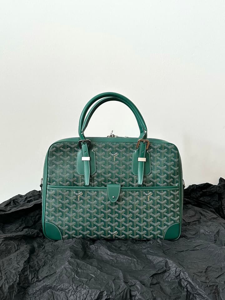Goyard Green Goyardine Canvas Briefcase in Green Goyardine Canvas