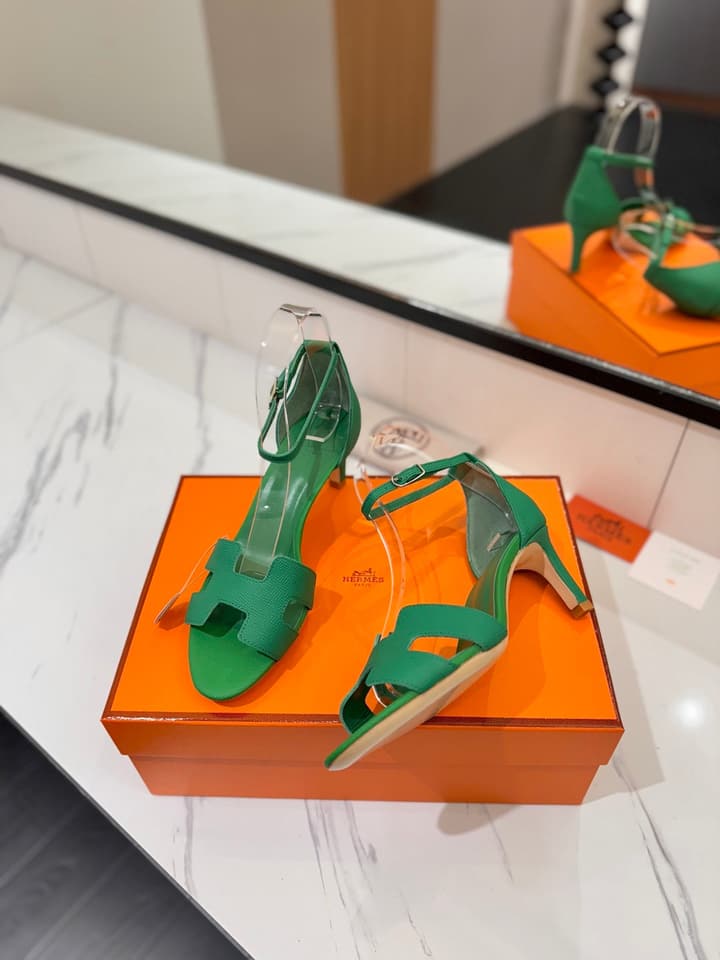 Hermès Classic Palm Grain Cowhide Heels – 6.5cm in Black