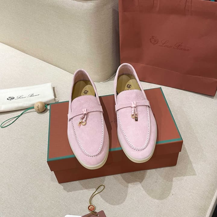 Loro Piana Summer Charms Walk Moccasin Loafers in Black Leather