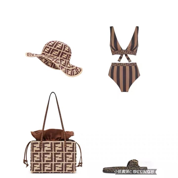 Fendi Versatile One-Piece Bikini Swimsuit in Brown Ff Logo Bikini