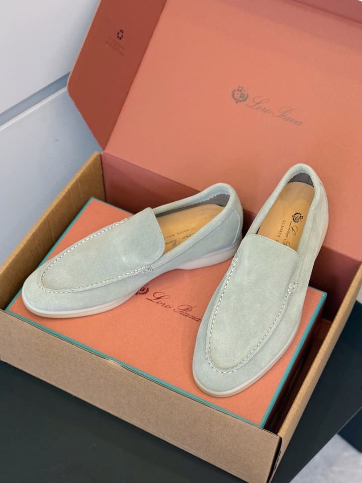 Loro Piana Italian Handmade Suede Loafers in Camel Brown Suede