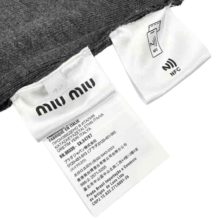 Miu Miu Inlaid Logo Knitted Cardigan in Black