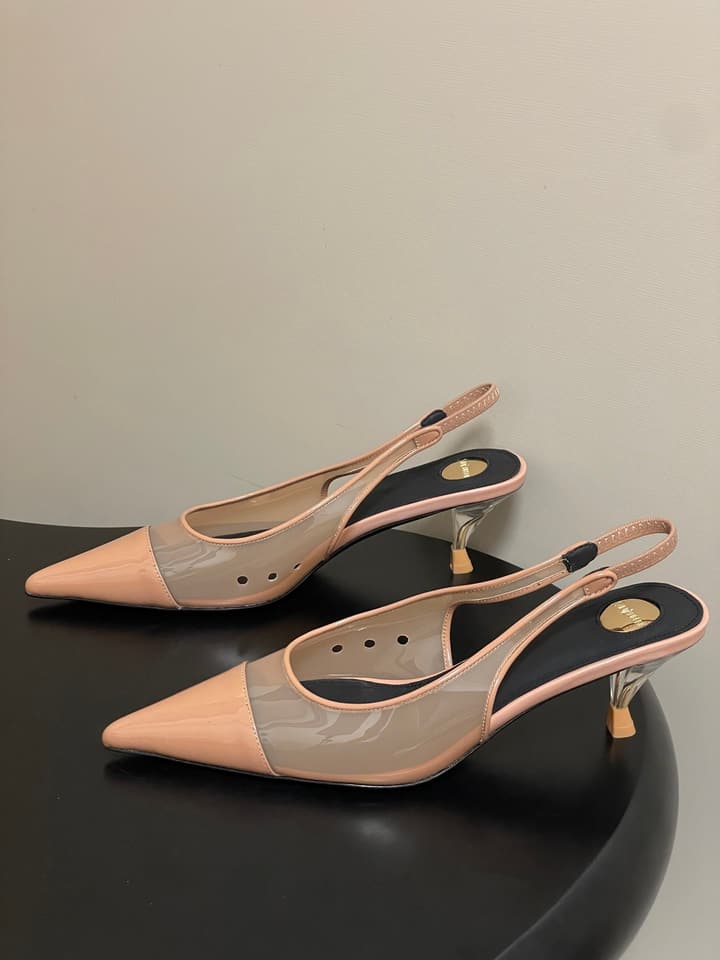 Saint Laurent Pointed PVC Slingback Sandals – 26SS in Beige