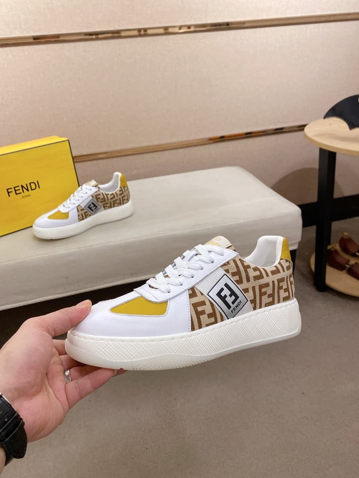 Fendi Calfskin Leather Loafers in Navy White Monogram