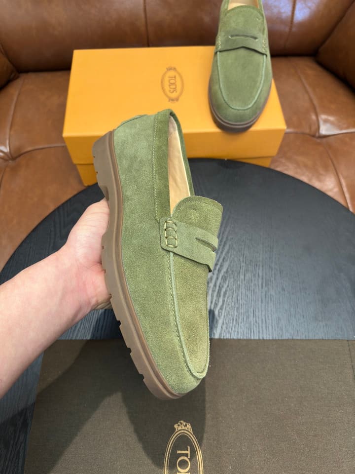 Tod's Suede Calfskin Loafers in Cognac Suede
