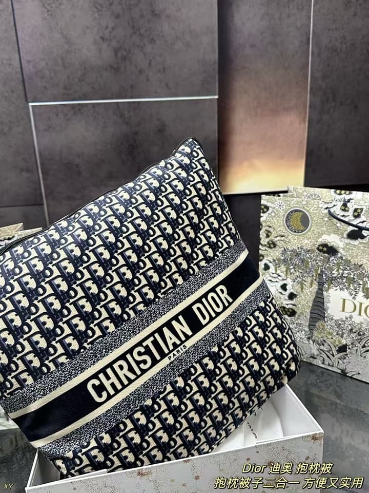 Dior Pillow Blanket Cushion in Black And White Oblique