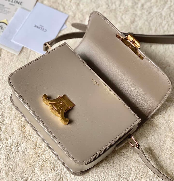 Celine Triomphe Box Calfskin Bag in Burnt Orange