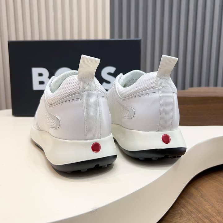 Boss Men's Knit and Leather Sneakers