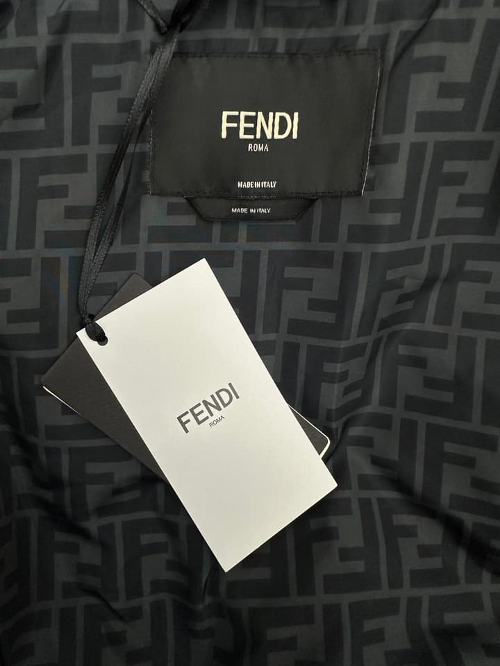 Fendi Black Collar Padded Jacket in Black Padded Jacket