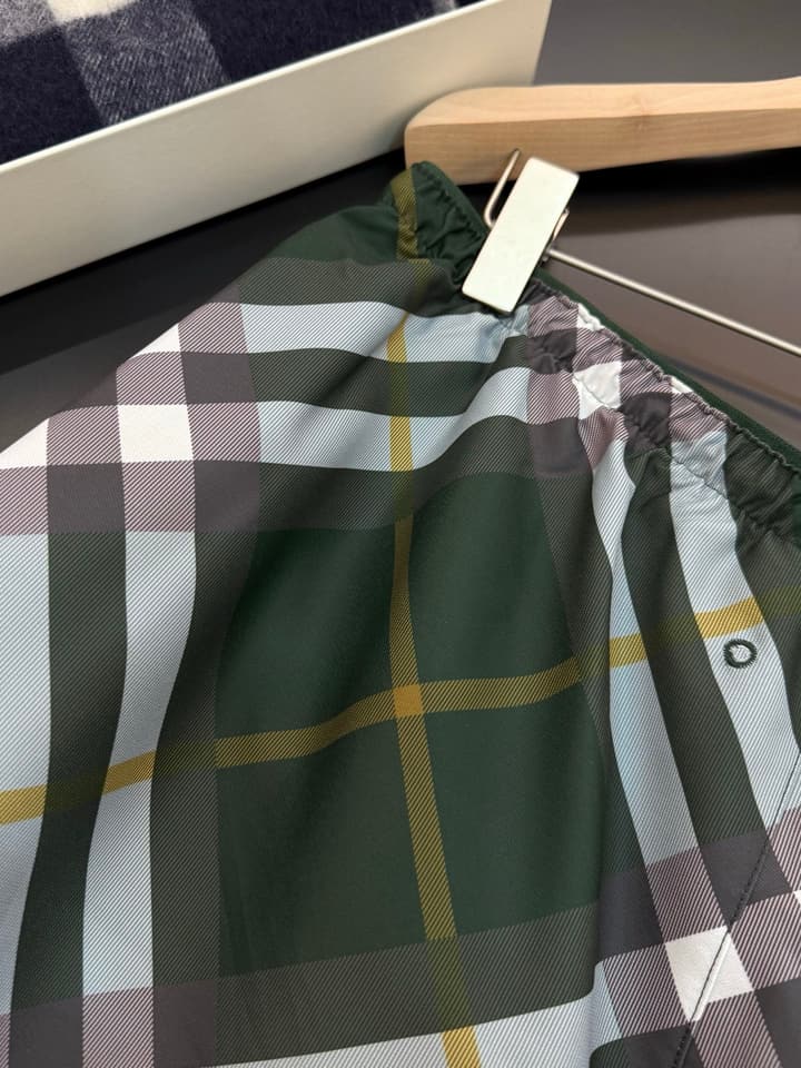 Burberry Diagonal Check Swim Trunks in Ivy Green