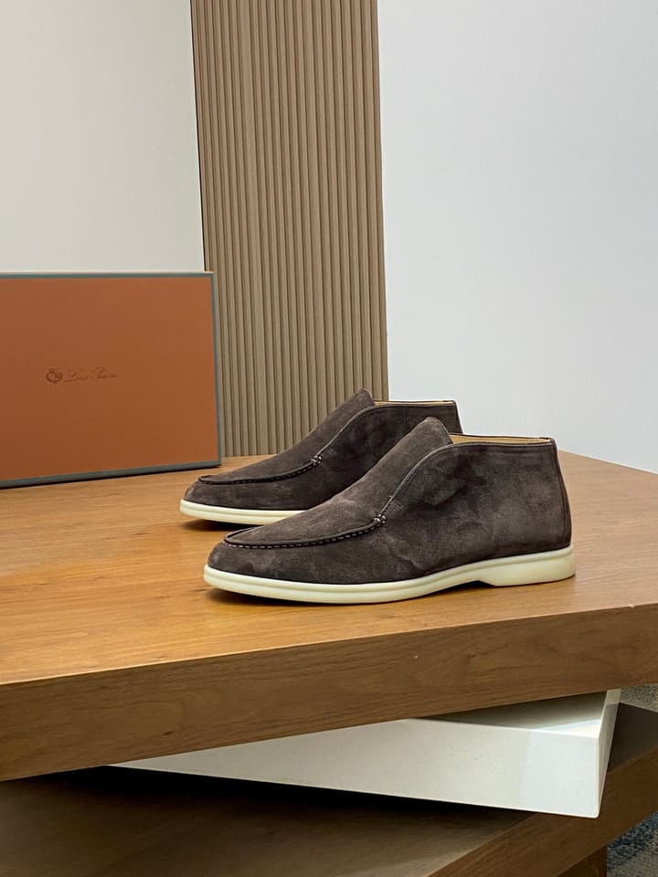 Loro Piana Suede Leather Slip-On Loafers in Camel Tan Suede