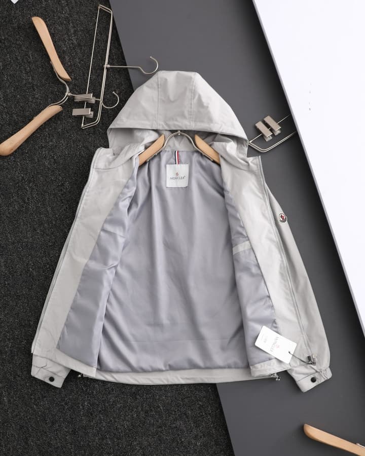 Moncler Classic Printed Hooded Windbreaker Jacket – SS24 Autumn Collection in Black