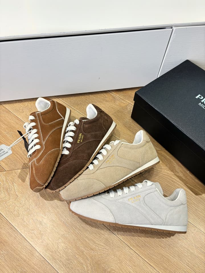 Prada FW25 German Training Shoes in Dark Brown Suede