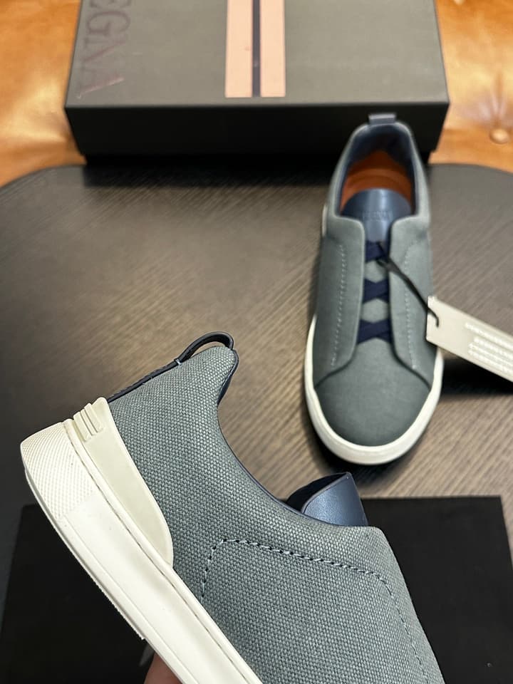 Zegna Triple Stitch Low-Top Sneakers in Black Suede