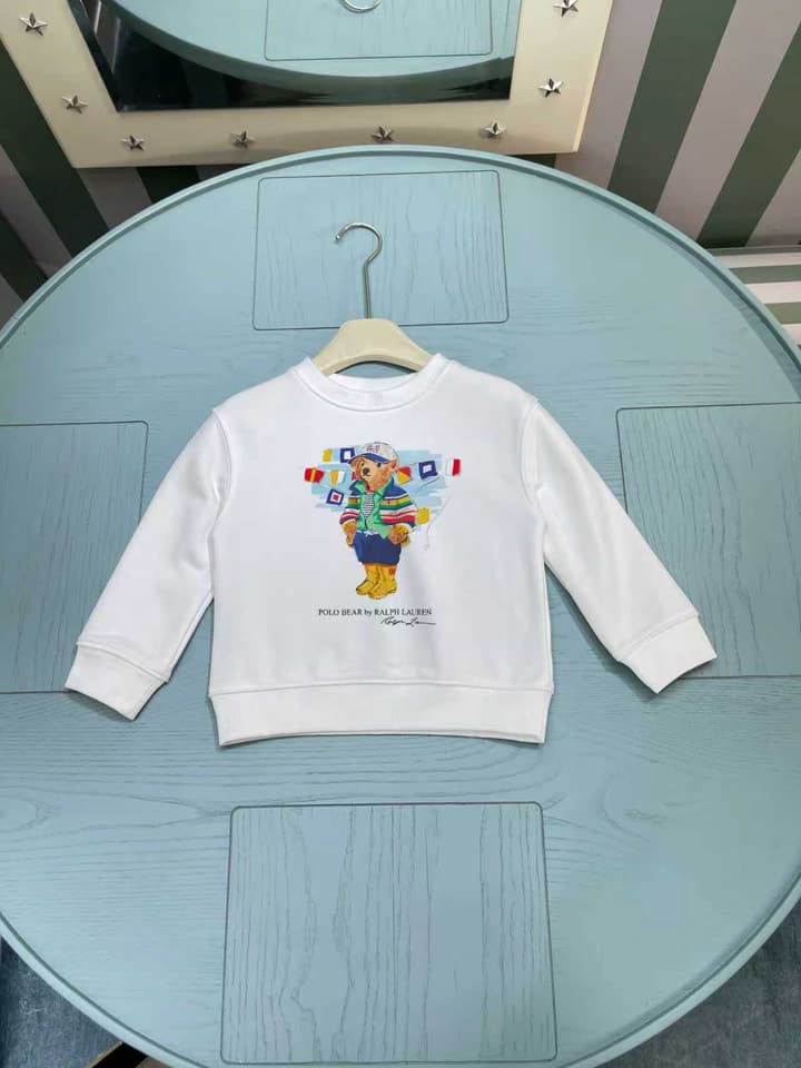 Ralph Lauren Kids Crewneck Sweatshirt – 2025AW in White With Graphic Print