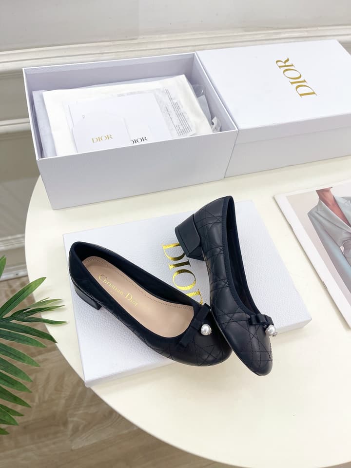 Dior Cannage Pearl Ballet Pumps – 2024 Spring/Summer Collection in Black