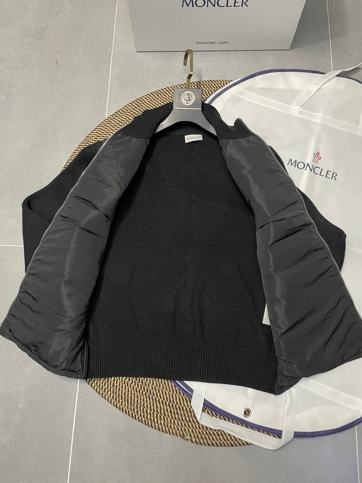 Moncler Men's Knit Down Spliced Sweater in Beige