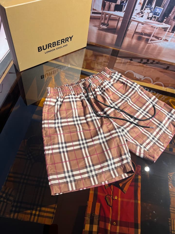 Burberry Vintage Check Swim Trunks in Beige