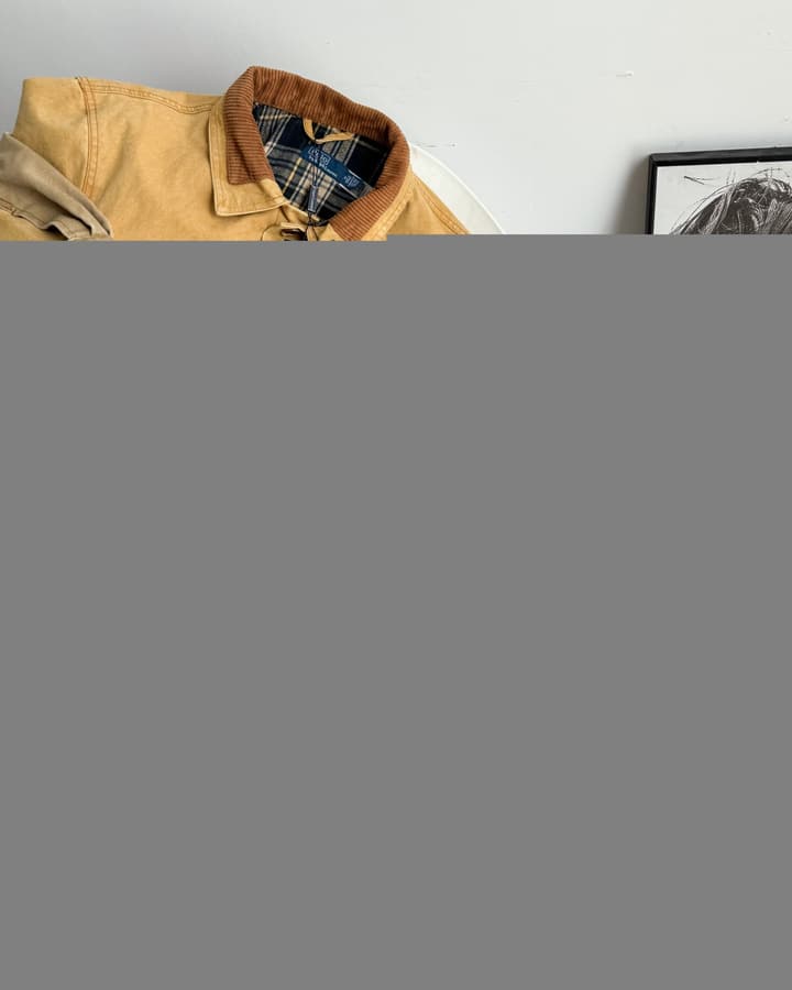 Ralph Lauren Barn Washed Distressed Jacket – 2025 Spring New in Classic Mustard Tan