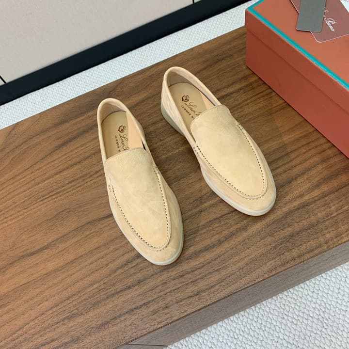 Loro Piana Glossy Cashmere Loafers in Blush Pink Suede