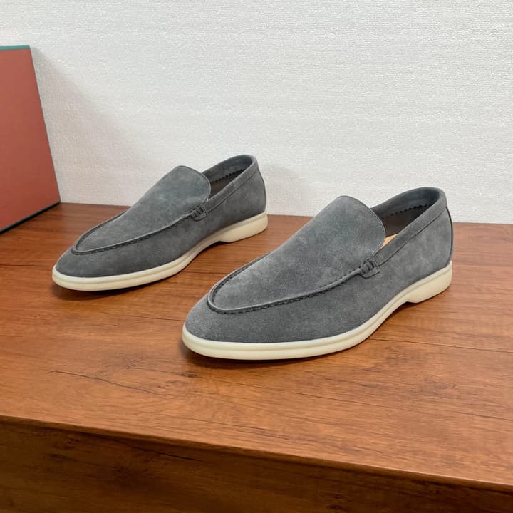 Loro Piana Suede Slip-On Loafers in Black Suede