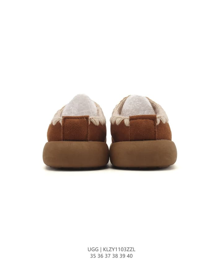UGG Retro Color-Block Sheepskin Slippers – Autumn/Winter Collection in Brown Suede