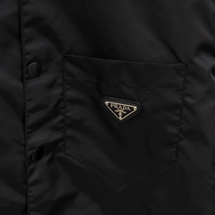 Prada Woven Leather Label Logo Shirt Jacket