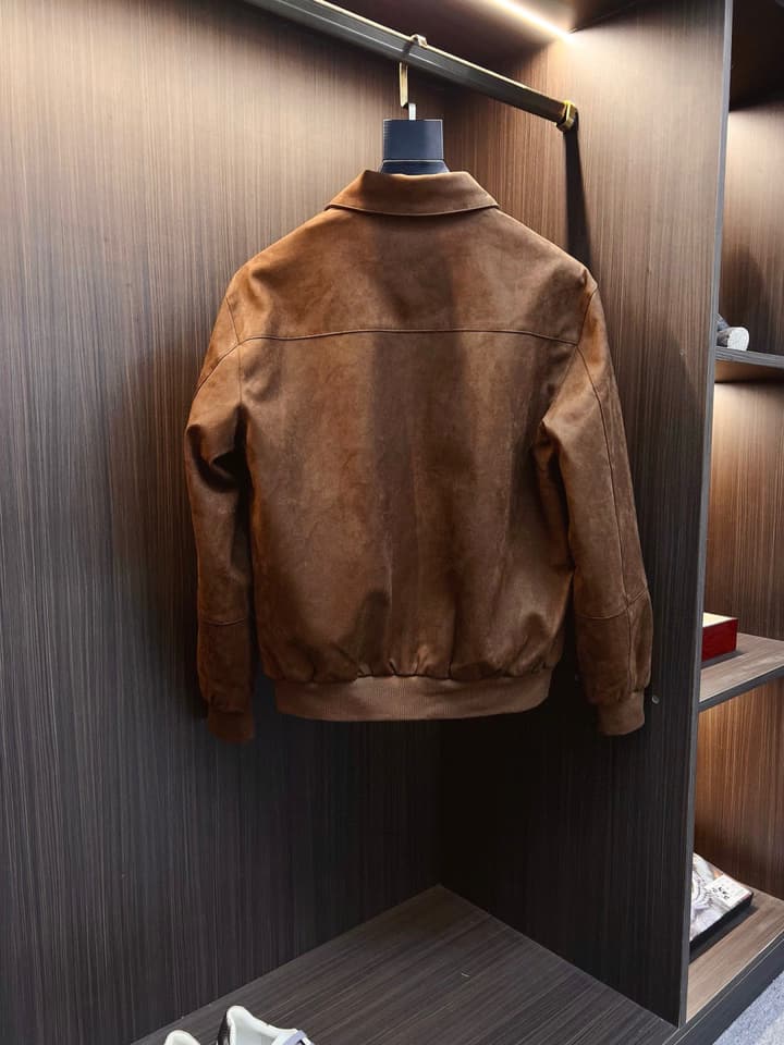 Dior Classic Men's Suede Bomber Jacket in Cognac Brown Suede Jacket