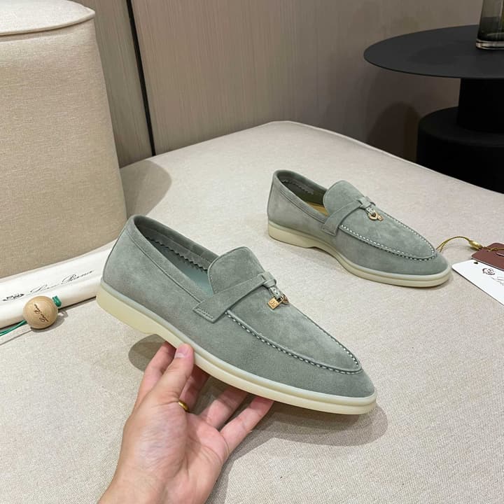 Loro Piana Summer Charms Walk Moccasin Loafers in Black Leather