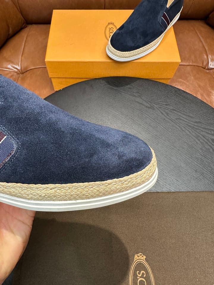 Tod's Suede Calfskin Loafers in Light Grey Suede