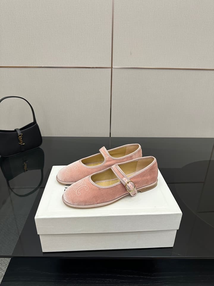 Celine Velvet Mary Jane Flats – 25 Collection in Black Velvet
