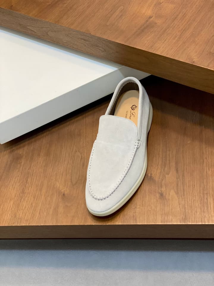 Loro Piana Suede Leather Slip-On Loafers in Black Suede