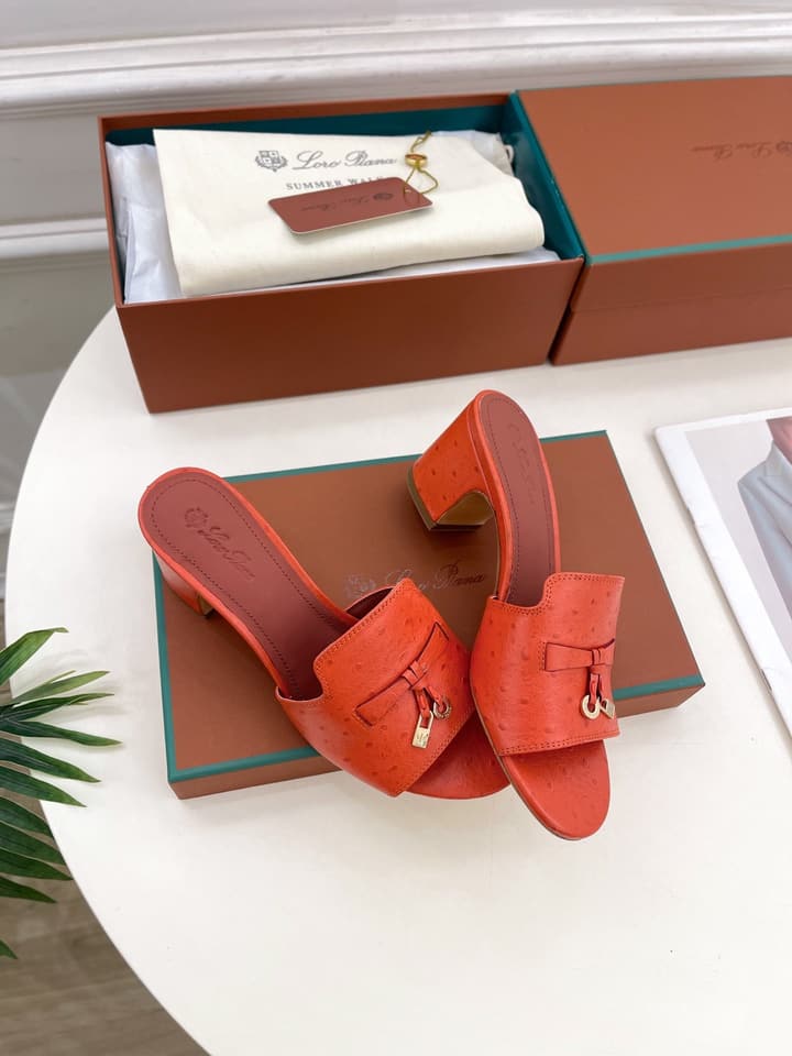 Loro Piana Summer Charms Ostrich Mules – 2025 Spring/Summer Collection in Black