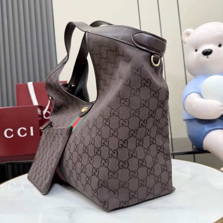 Gucci Giglio GG Canvas Tote Bag – 2026 Spring/Summer Collection in Dark Brown GG Canvas