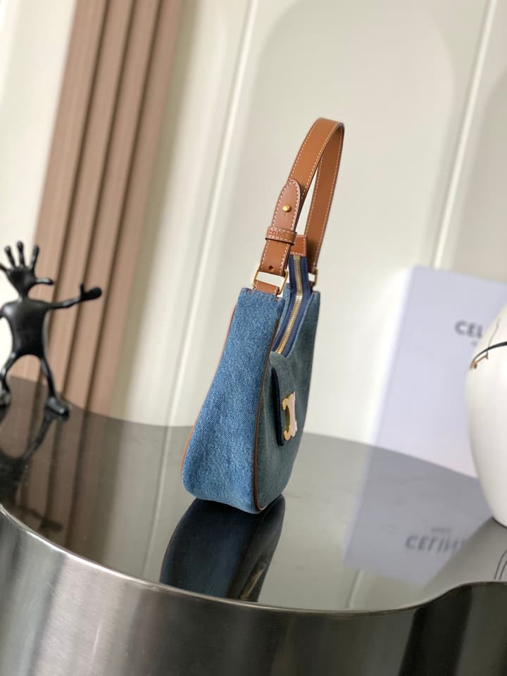 Celine Ava Triomphe Denim Crescent Bag – 25SS