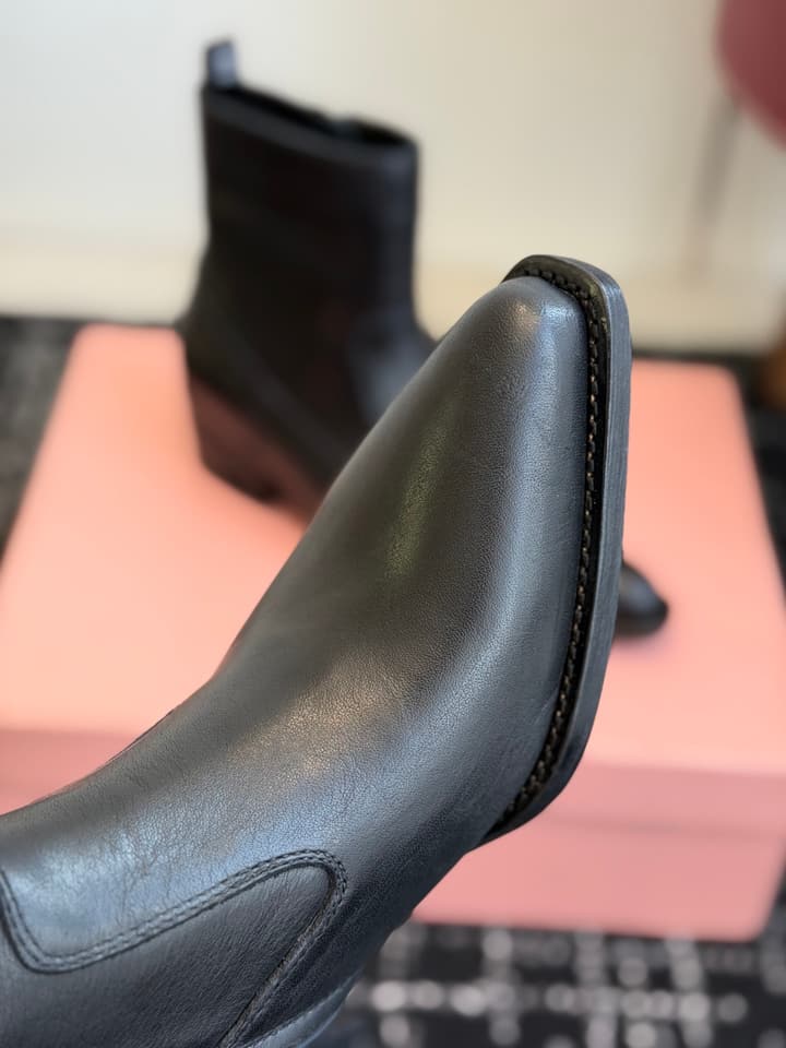 Miu Miu Distressed Leather Biker Boots – 2026SS