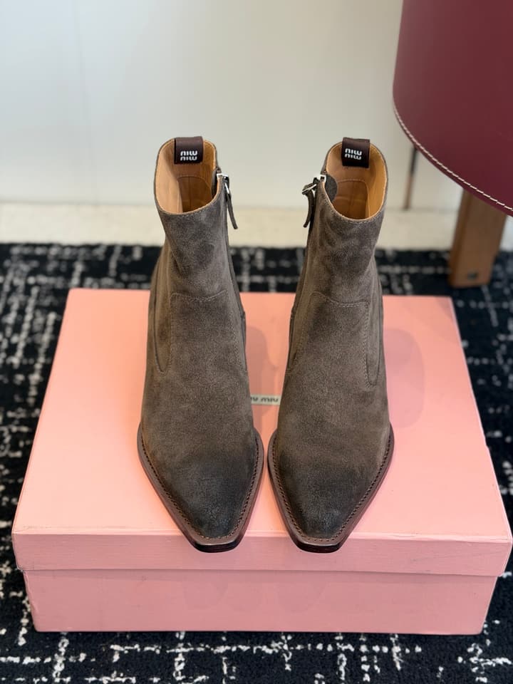 Miu Miu Distressed Leather Cowboy Biker Boots – 2026SS