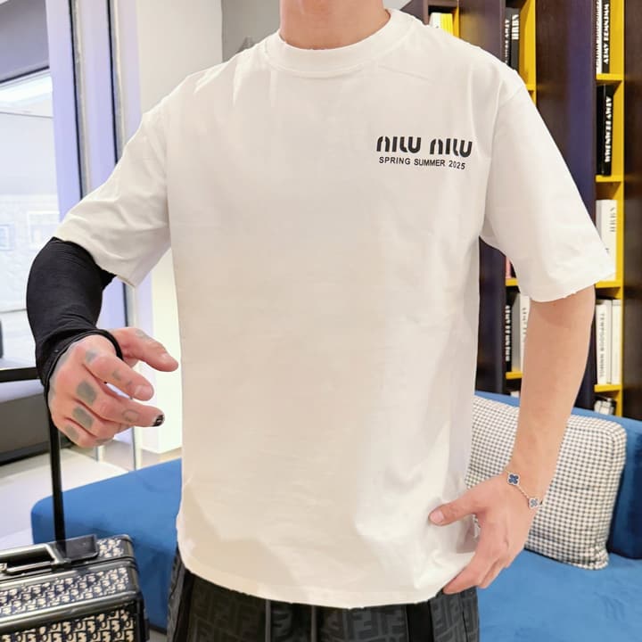 Miu Miu Technical Fabric Short-Sleeve T-Shirt – Summer 2026 Collection in Black