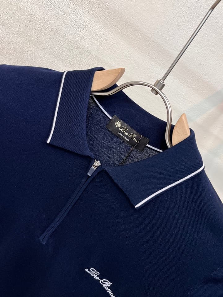 Loro Piana Minimalist Knitted Polo Shirt – 2026SS in Navy Blue