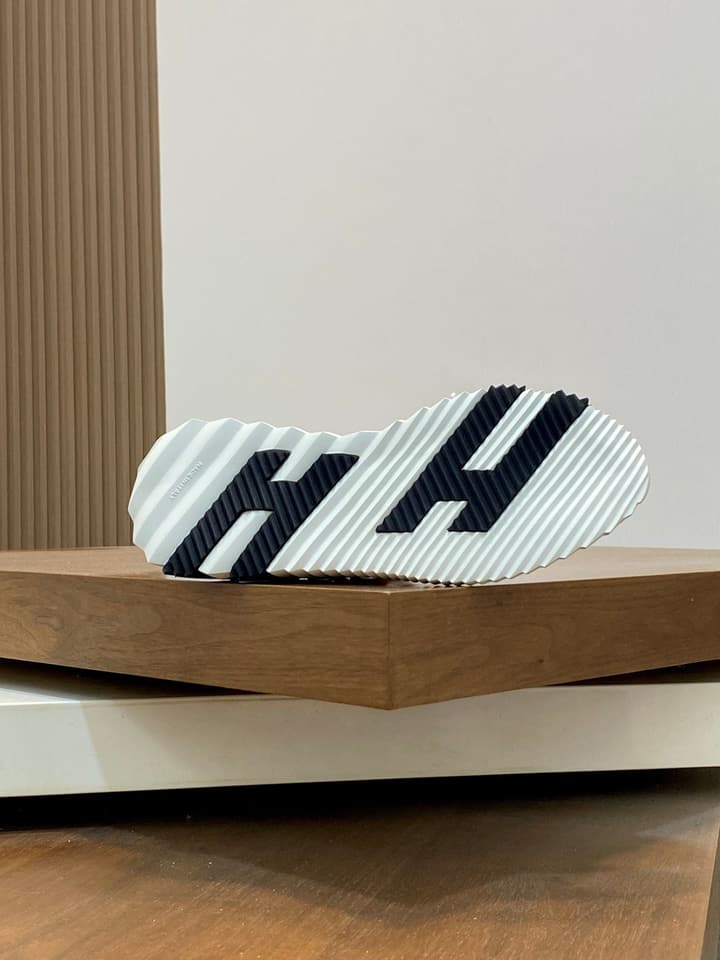 Hermès Suede and Denim Canvas Sneakers in Black And White