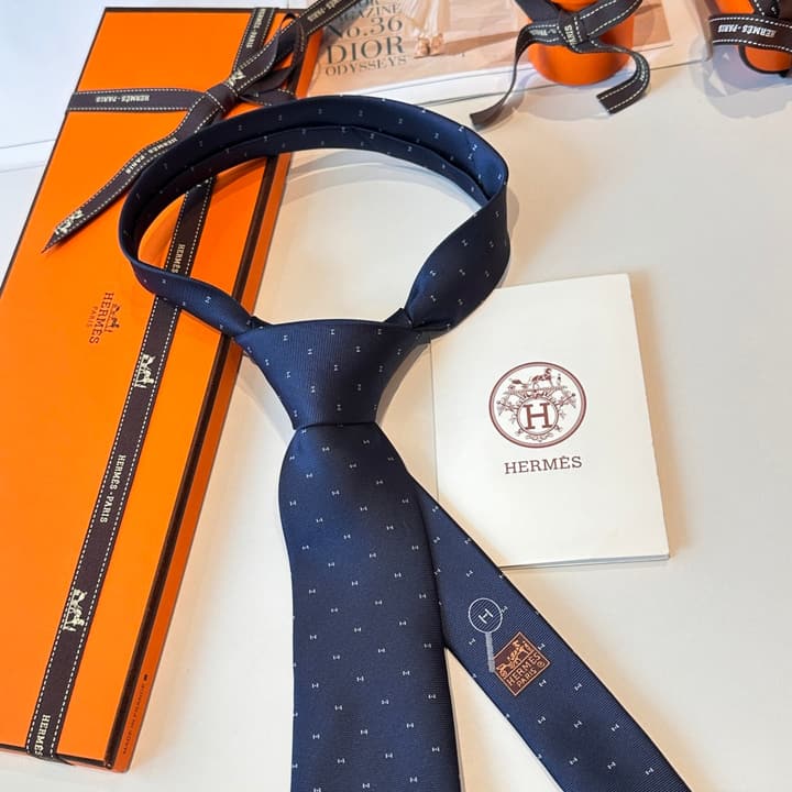 Hermès Men's Silk Tie in Burnt Orange Brown