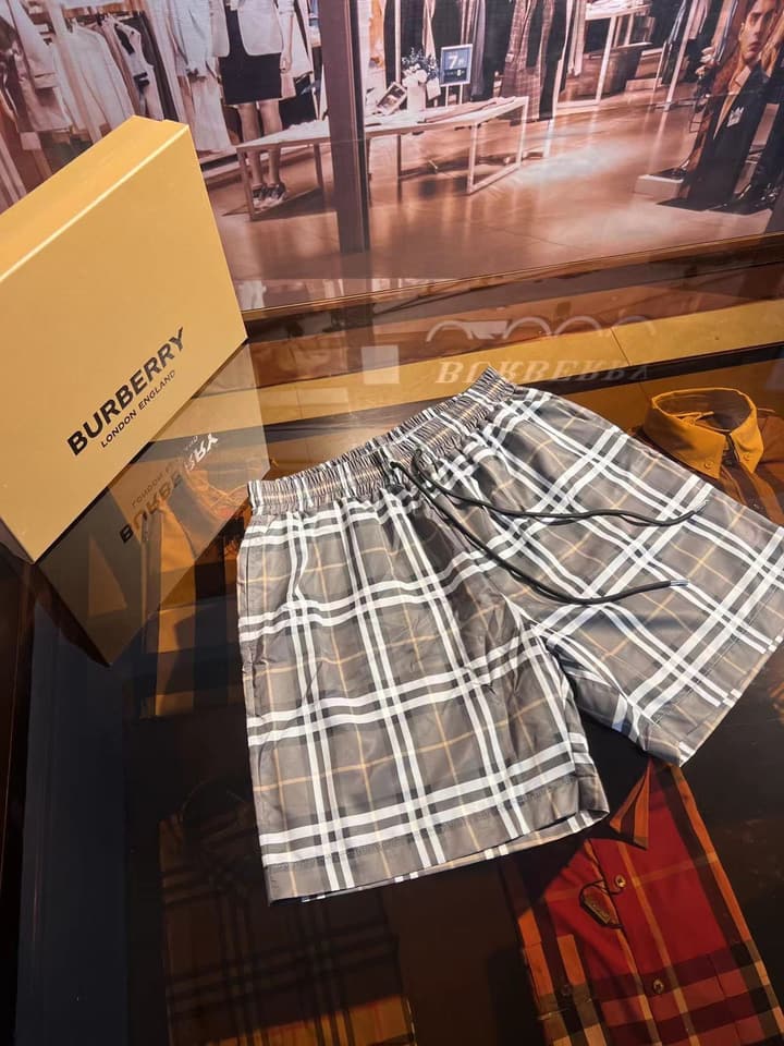 Burberry Vintage Check Swim Trunks in Beige