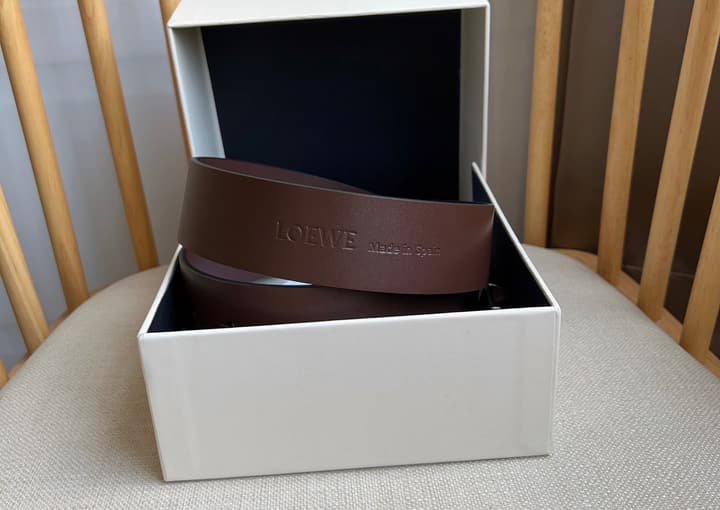 Loewe Narrow Leather Belt with Anagram Padlock Buckle in Black Leather With Silver Buckle